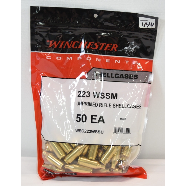50 Pieces Winchester 223 WSSM Unprimed Brass 