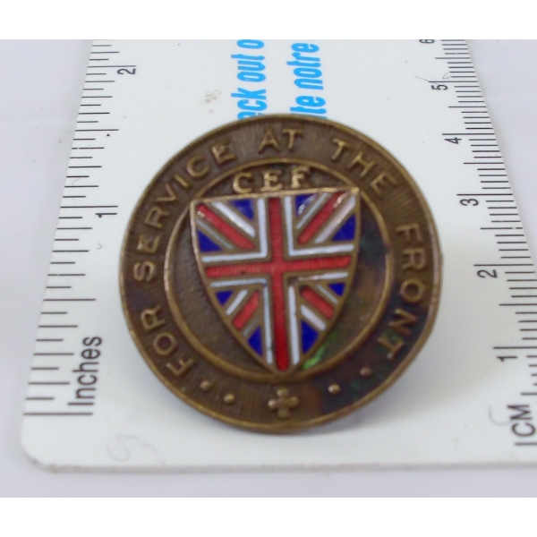 WWI Canadian Expeditionary Force CEF For Service Front Lapel Badge