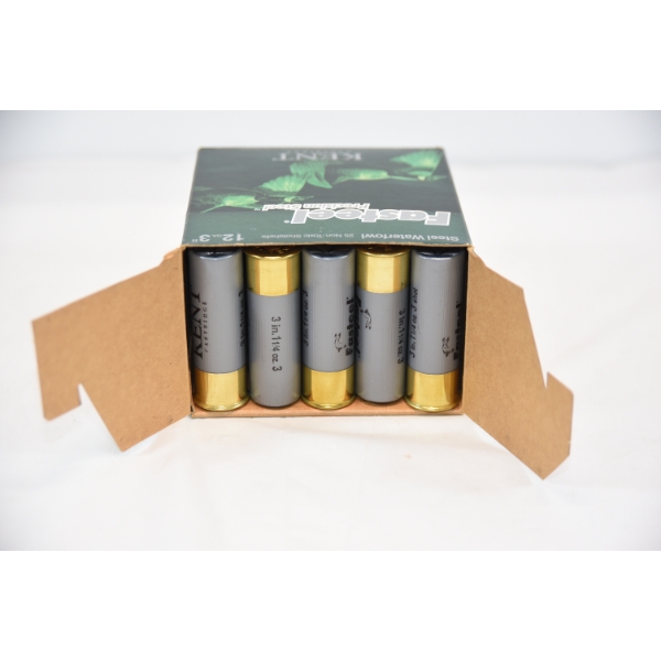 25 Rounds Kent Cartridge Fasteel 12 Gauge 3" #3 Ammunition