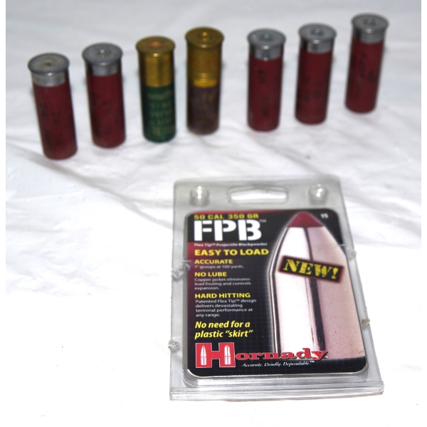 7 Rounds Mixed 12 Gauge Ammunition & 4 Pieces 50cal. FPB Bullets