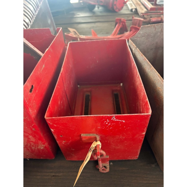 Red Sheet Steel Tractor Battery Box with Hold-Down Latch