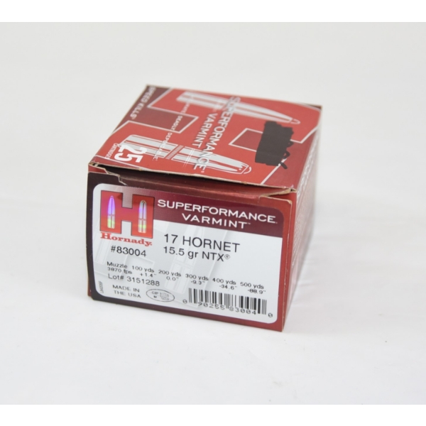 25 Rounds Hornady 17 Hornet 20gr. V-Max Ammunition