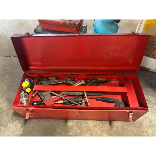 Metal Toolbox with Assorted Hand Tools