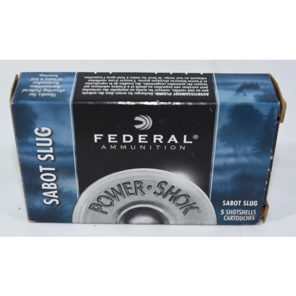 5 Rounds Federal 12 Gauge 2 3/4" in 1oz. Sabot Slug Ammunition 