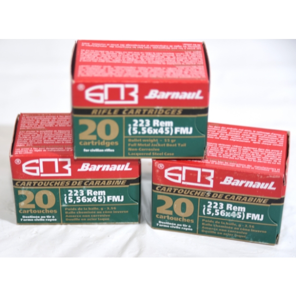 60 Rounds Barnaul .223 Rem 55 Grain Ammunition 