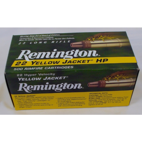 250 Rounds Remington Yellow Jacket .22LR HP Ammunition 