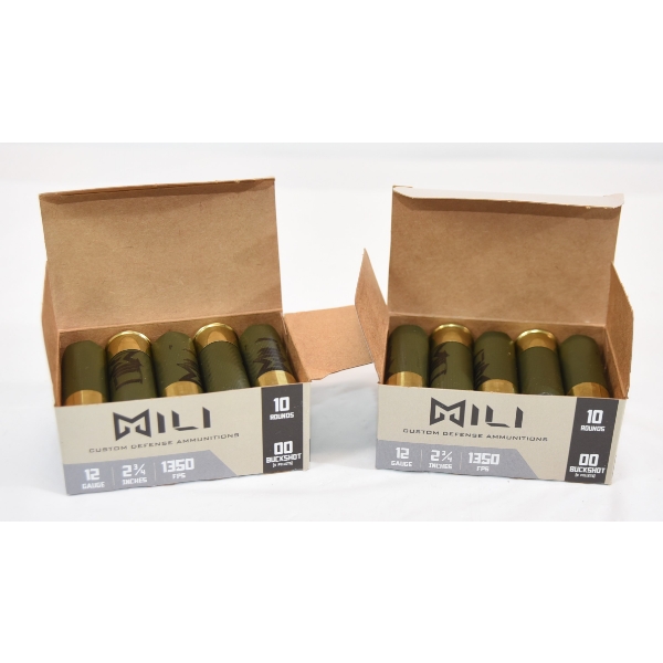20 Rounds MILI Ammo Custom Defense Ammunition 12 Gauge 2-3/4" 00 Buckshot Ammunition