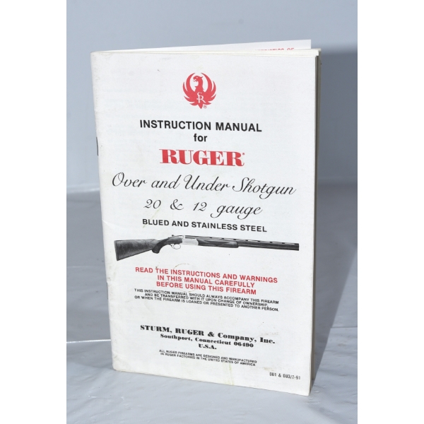 Original Ruger Over & Under 20  & 12ga Shotgun Instruction Manual