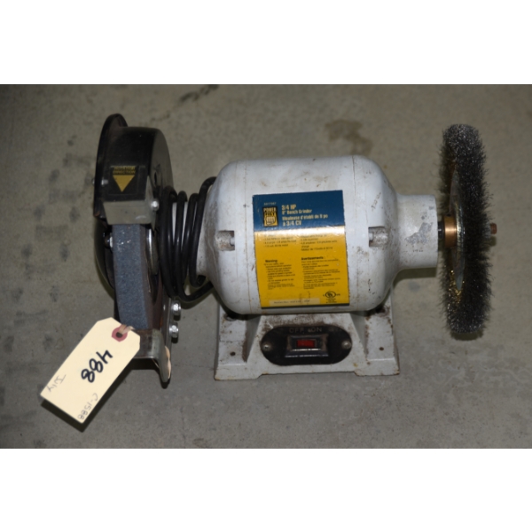 Powerfist 3/4 HP 8 inch Bench Grinder Features A Wire Wheel Attachment 