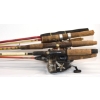 Image 2 : Box Lot of Older 7 Fishing Poles in Various Lengths and Reels 