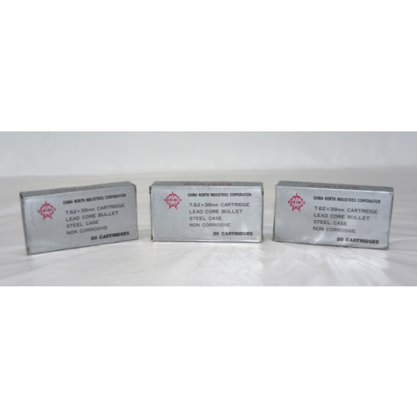 60 Rounds Norinco 7.62x39 Caliber Lead Core Non Corrosive Ammunition
