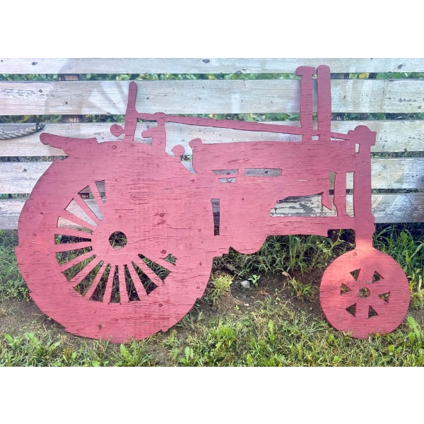 Large Wooden Tractor Yard Décor 