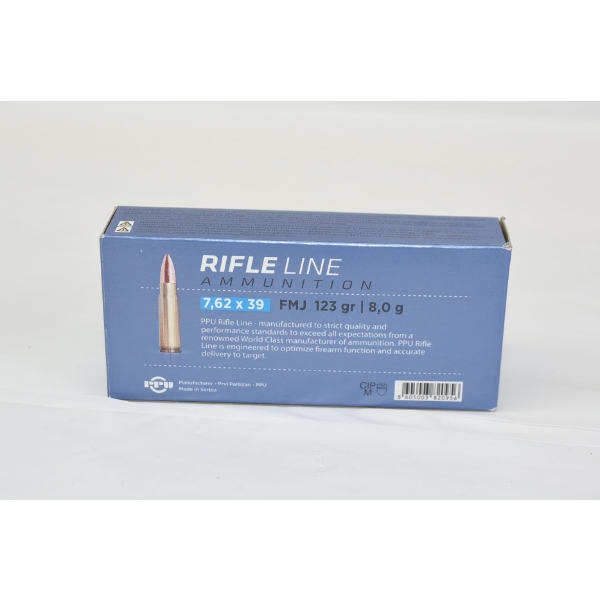 20 Rounds PPU Rifle Line 7,62 x 39 FMJ 123gr. Ammunition