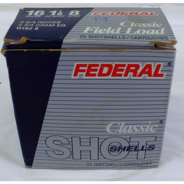 19 Rounds  Federal 16 Gauge - 2 3/4 1 1/8  8 Shot Ammunition