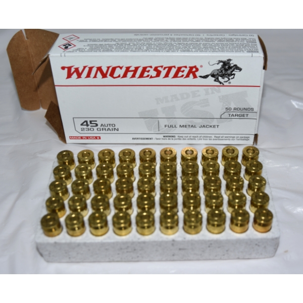 50 Rounds Winchester 45 Auto 230 Grain Ammunition 