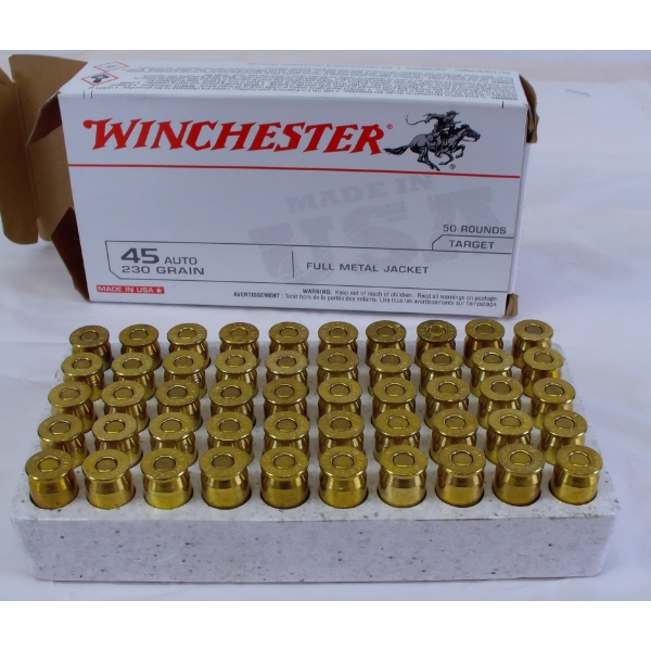 50 Rounds Winchester 45 Auto 230 Grain Ammunition