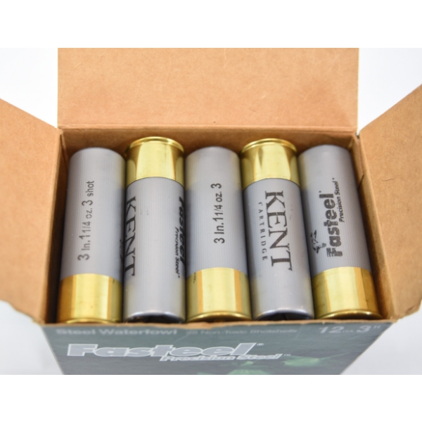 25 Rounds Kent Cartridge Fasteel 12 Gauge 3" 3 Shot Ammunition