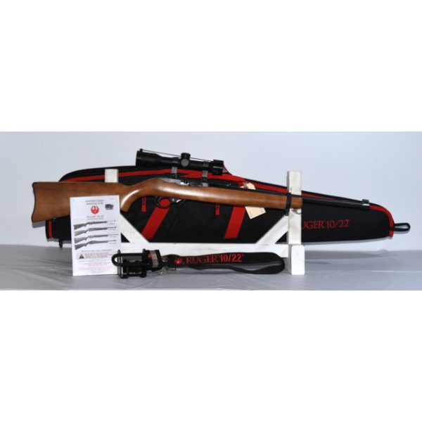 Ruger 10/22 Semi Automatic .22 LR Rifle With Scope Case & Accessories