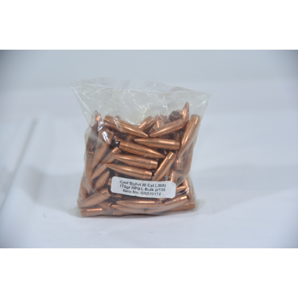 100 Pieces Graf 30 Cal 175gr HPBT Bullets 