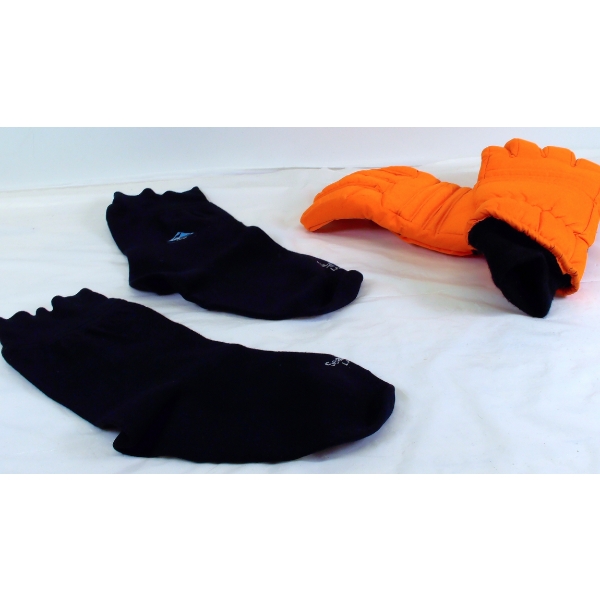 Box Lot Black Boot Covers & Orange Gloves
