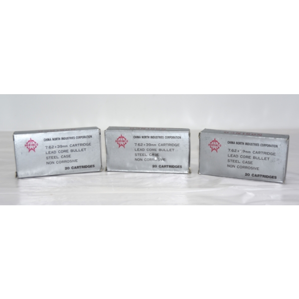 60 Rounds Norinco 7.62x39 Caliber Lead Core Non Corrosive Ammunition