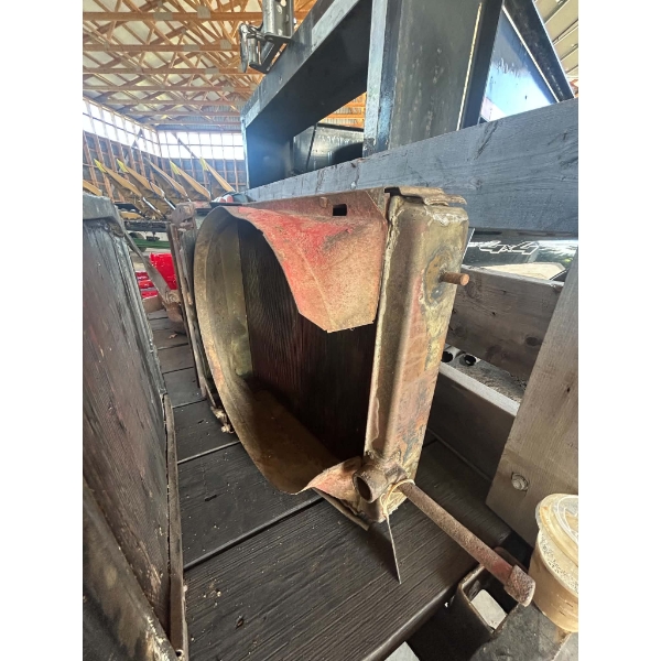 Vintage Red Tractor Radiator w/ Fan Shroud & Mounting Rods
