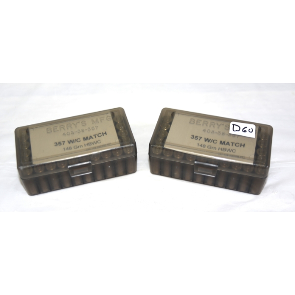 100 Rounds 357 Magnum 148 Gr H.B. WC Reloaded Ammunition In MTM Cases