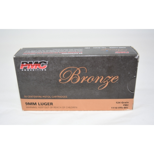 50 Rounds PMC Bronze 9MM Luger 124gr. FMJ Ammunition