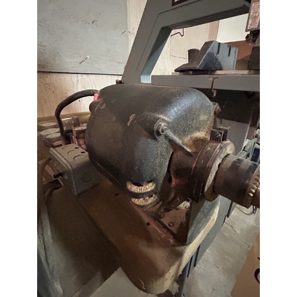 Vintage Electric Motor Sanding/Buffing Station on Board w/ Arbor, Sanding Drums, Flap Wheels & Wire 