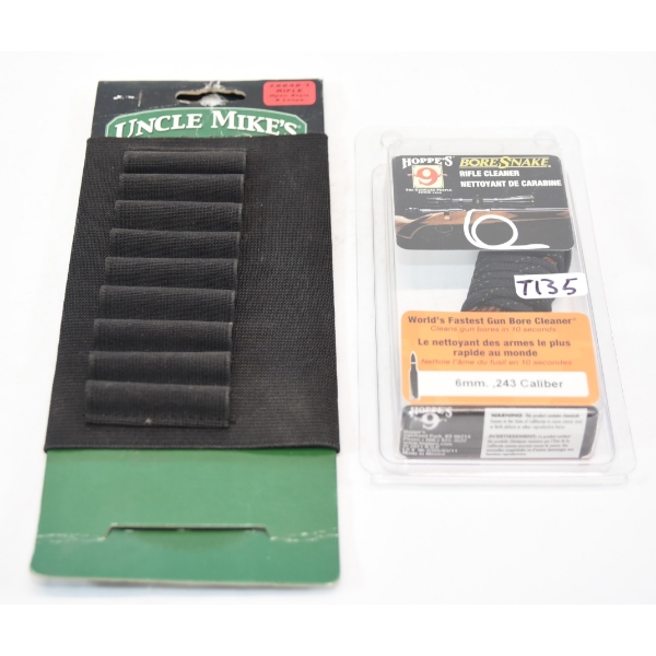 1 Hoppes Bore Snake 6mm 243 & 1 Uncle Mikes Rifle Stock 9 Ammo Loop Carrier