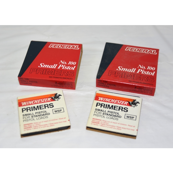 200 Pieces Federal No.100 & 200 Pieces Winchester Small Pistol Primers