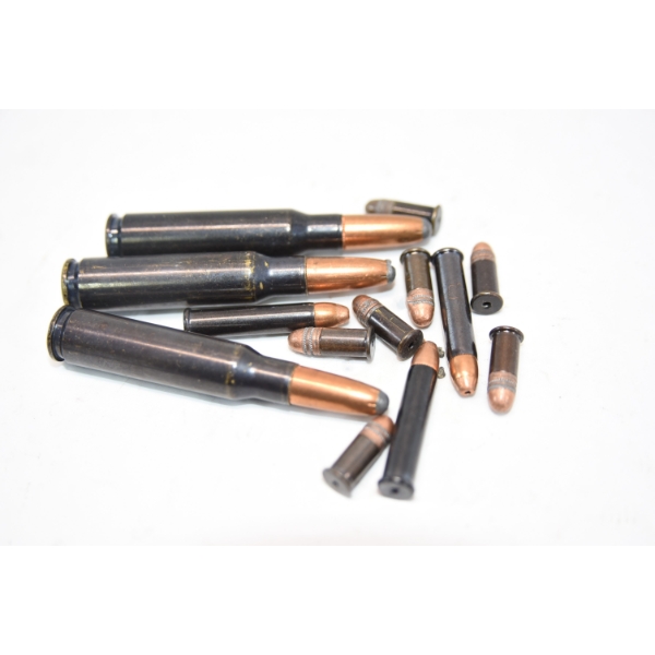 Winchester Issued Dummy Cartridges, 6 .22 Shorts, 3 .22 Win Mag, 3 .308 Win