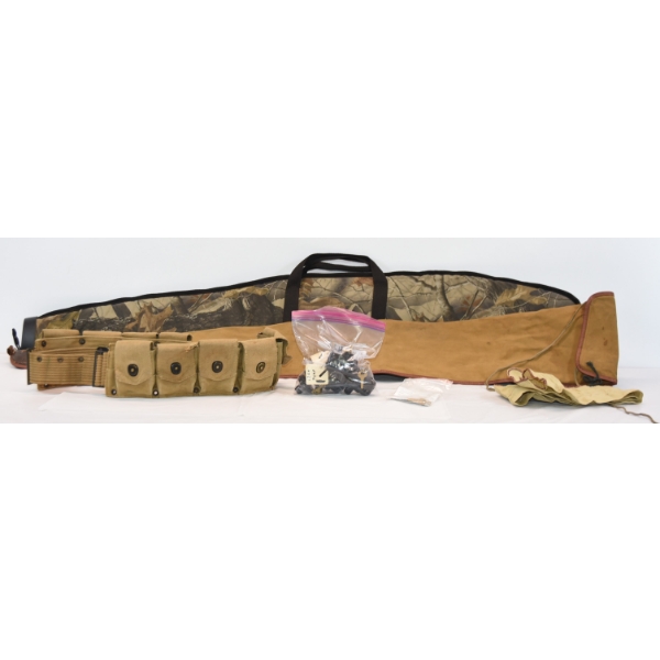 Box Lot Soft Gun Cases, Trigger Locks & Ammo Belt 