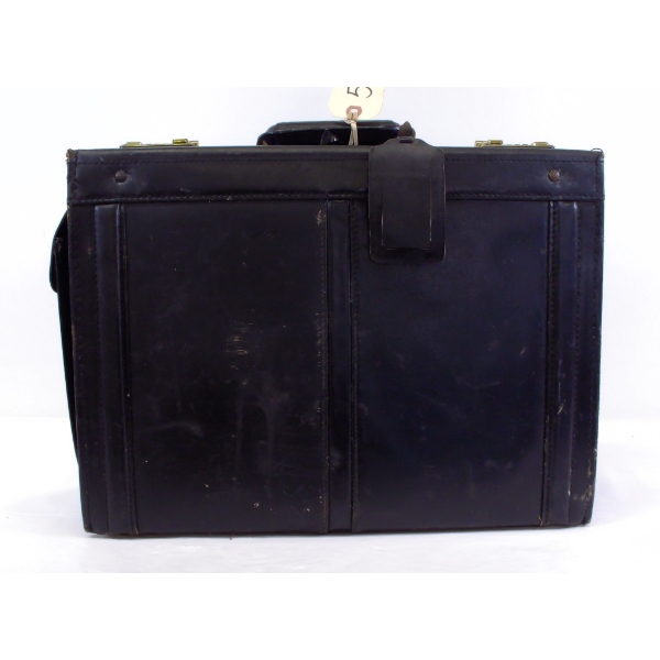Black Leather Salesman Briefcase W/ Lock