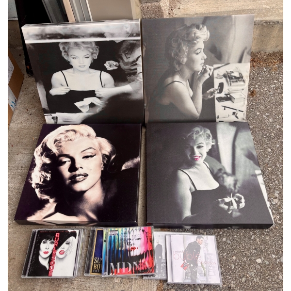 Assorted Marilyn Monroe Wall Canvases & Assorted CD's 