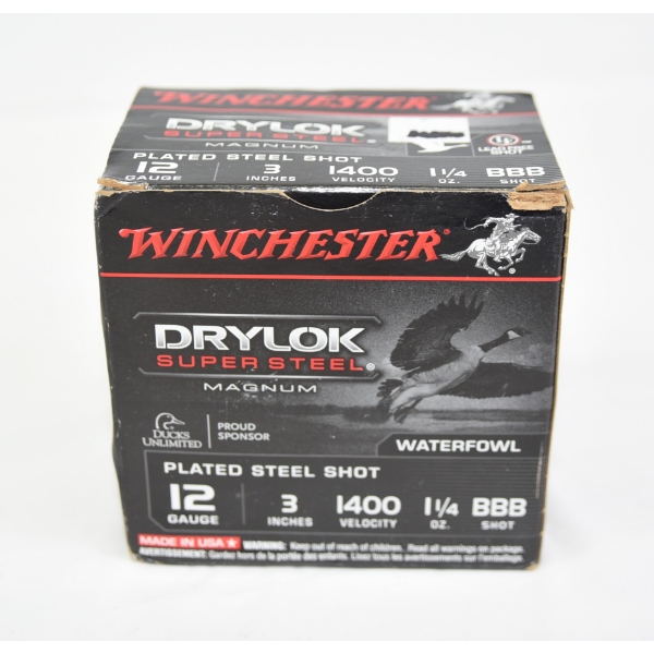 25 Rounds Winchester Drylok 12 Gauge 3" BBB Shot Ammunition