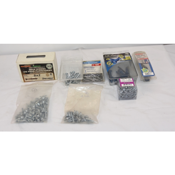 Box Lot Mixed Hardware Assorted Screws, Rivers And Drill Bits