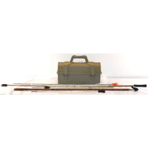 Tackle Box with Assorted Gun Cleaning Equipment & Shell Holders 