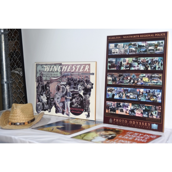 Box Lox Metal Tin Signs  Framed Wooden Posters & Cowboy hat 