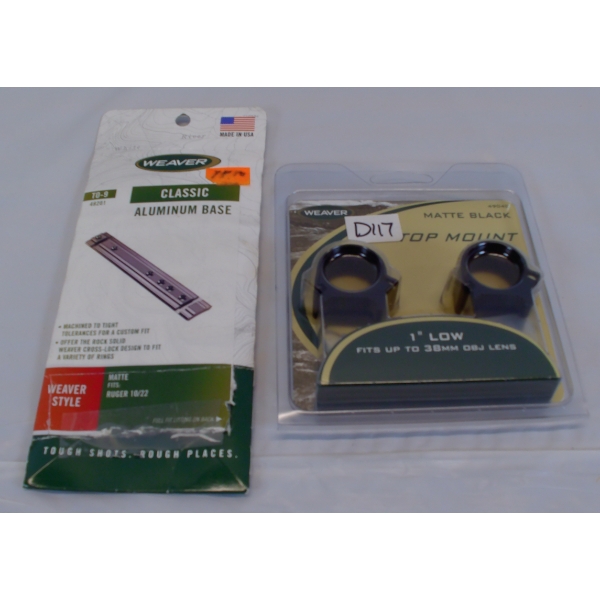 1 Weaver Classic Base for Ruger 10/22 & 1 Set Weaver 1" Rings 