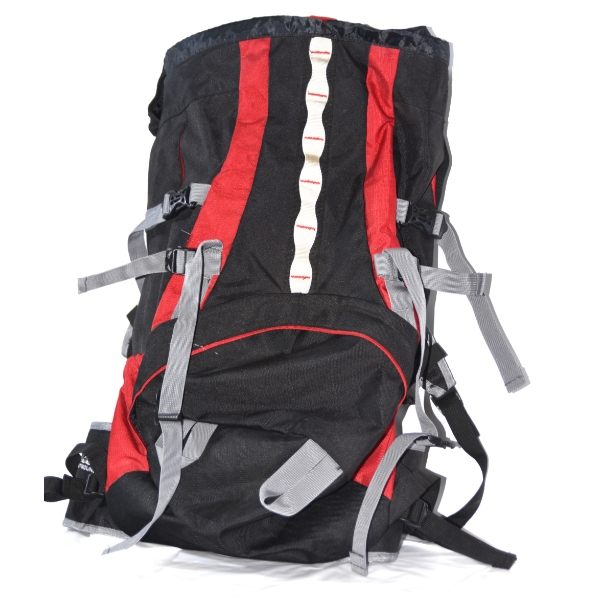 Outbound Hiking Back Pack In Black And Red With Grey Straps 