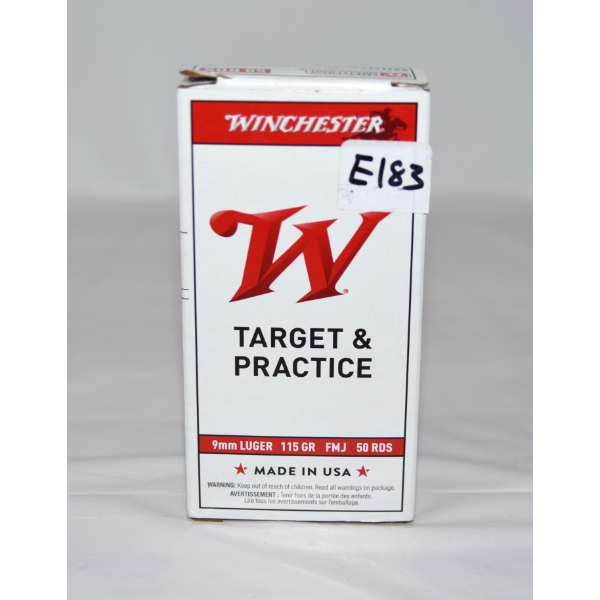 50 Rounds Winchester 9mm Luger 115gr Winchester F.M.J. Factory Ammunition