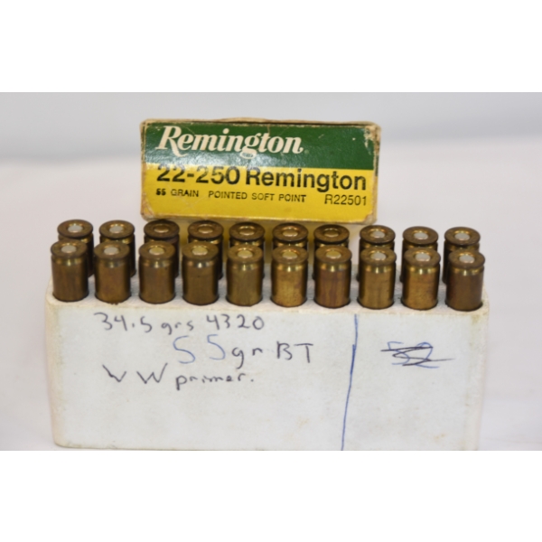 20 Rounds Remington High Velocity22-250 Remington 55gr. Pointed SP Ammunition