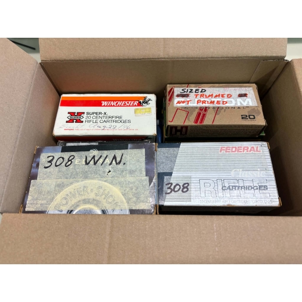 7kg Container of Assorted Brand .308 Caliber Primed Unprimed & Shot Brass