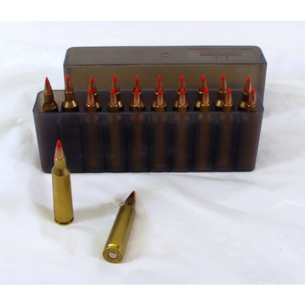 20 Rounds Winchester .22-250 Remington Ammunition in Plastic Storage Box