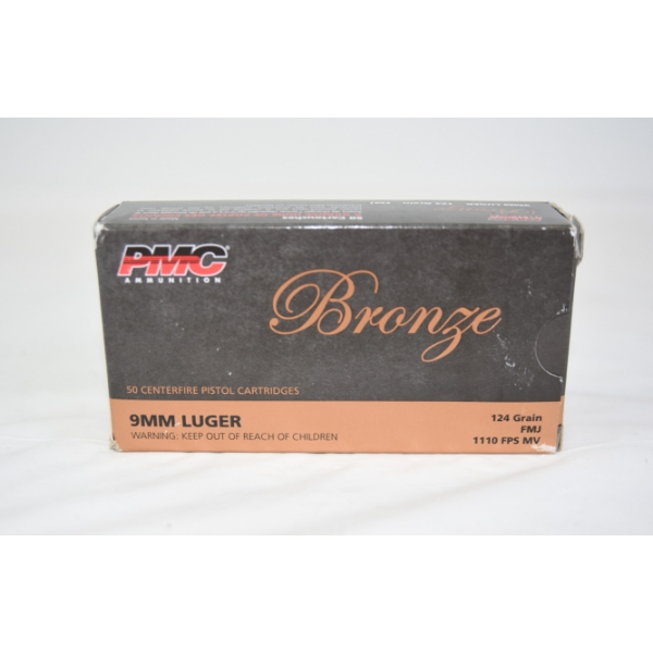 50 Rounds PMC Bronze 9MM Luger 124gr. FMJ Ammunition