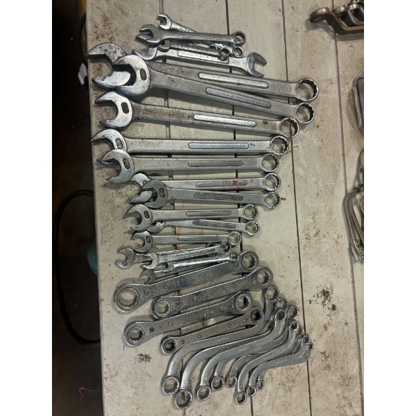 Large Assortment of Combination, Box-End & Ratcheting Wrenches 