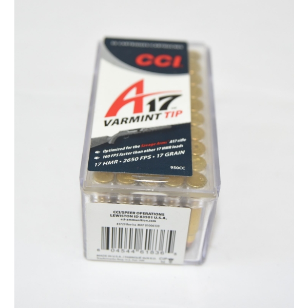 50 Rounds CCI A17Varmint Tip 17 HMR 17gr. Ammunition