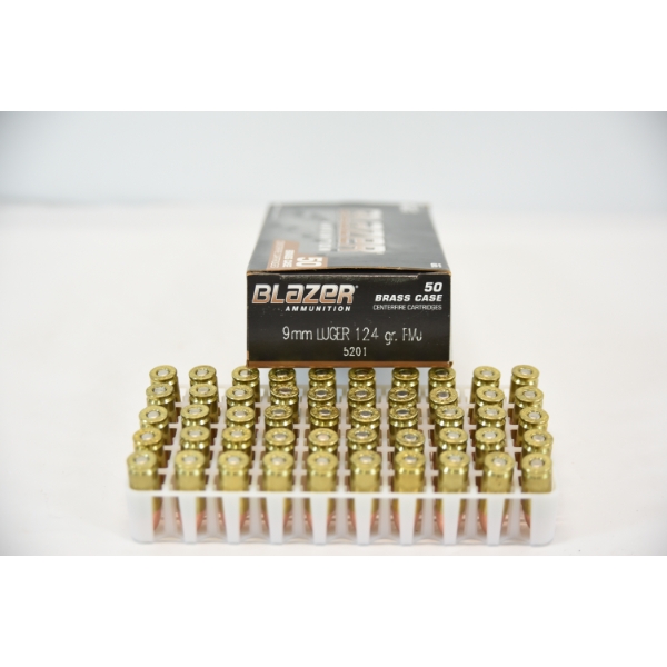 50 Rds. Blazer 9mm Luger 124gr. FMJ Ammunition 