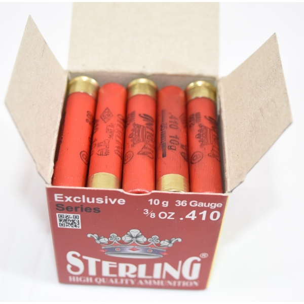 25 Rounds Sterling .410 Gauge 2-1/2" 3/8 oz #9 Ammunition